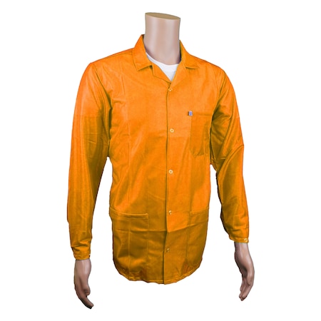 ESD Jacket, 3/4ths Length, Lapel Collar, Snap Cuff, Large, Orange